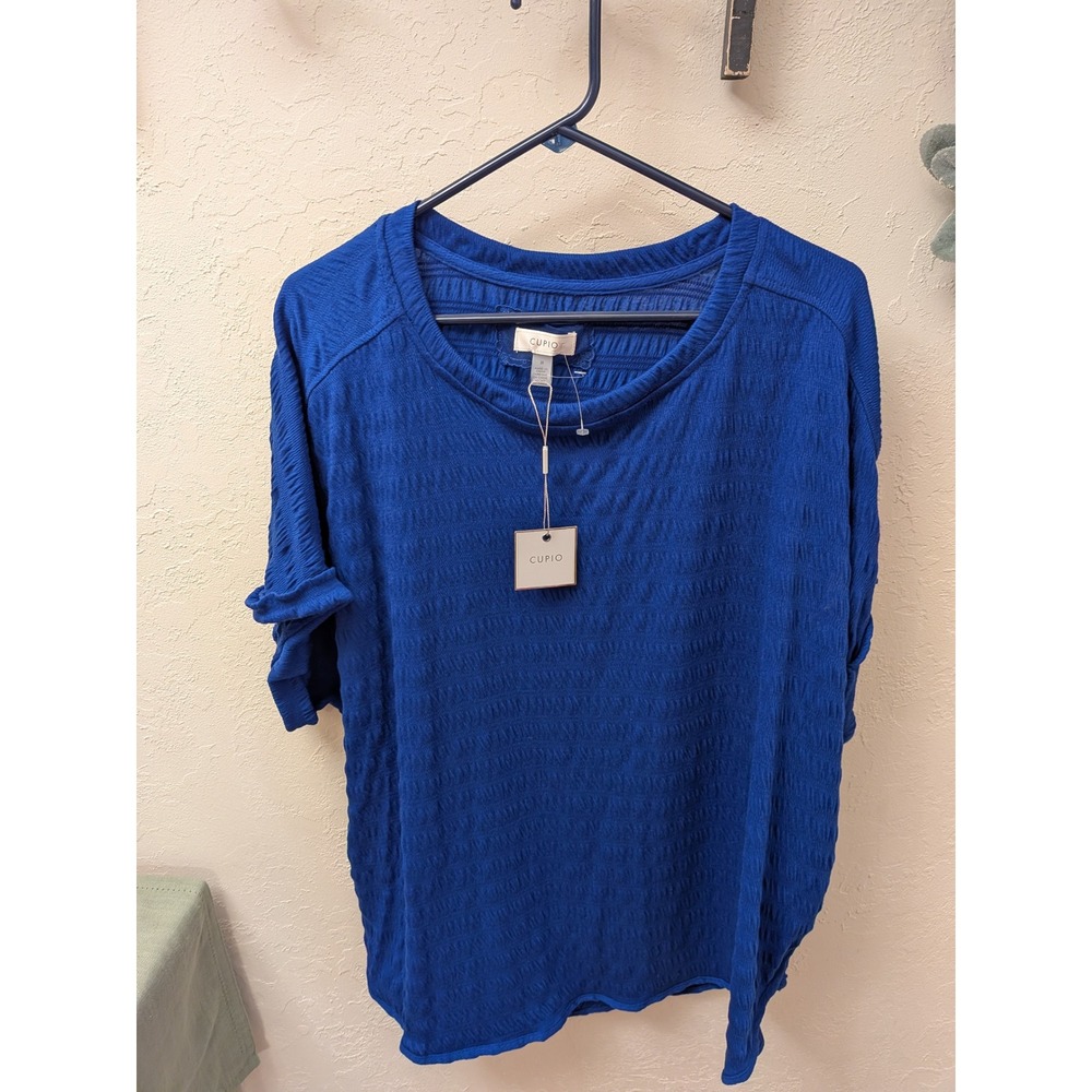 CUPiO Royal Blue Textured Knit‎ Dolman Sleeve Top Women's Plus Size 2X